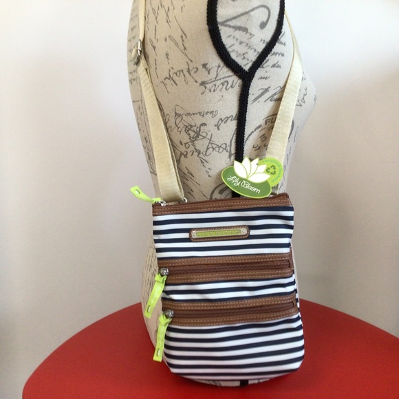 💐NEW Lily Bloom Navy Blue Stripe Eva Crossbody Bag - Picture 1 of 5